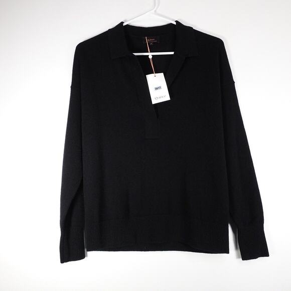 New Quince Women’s Mongolian Cashmere Polo Sweater Size Small Black 3617 - Picture 4 of 12